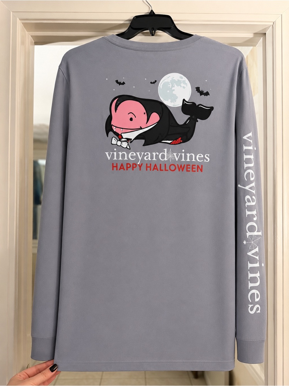 Vineyard Vines Happy Halloween Vampire Whale Long Sleeve Shirt